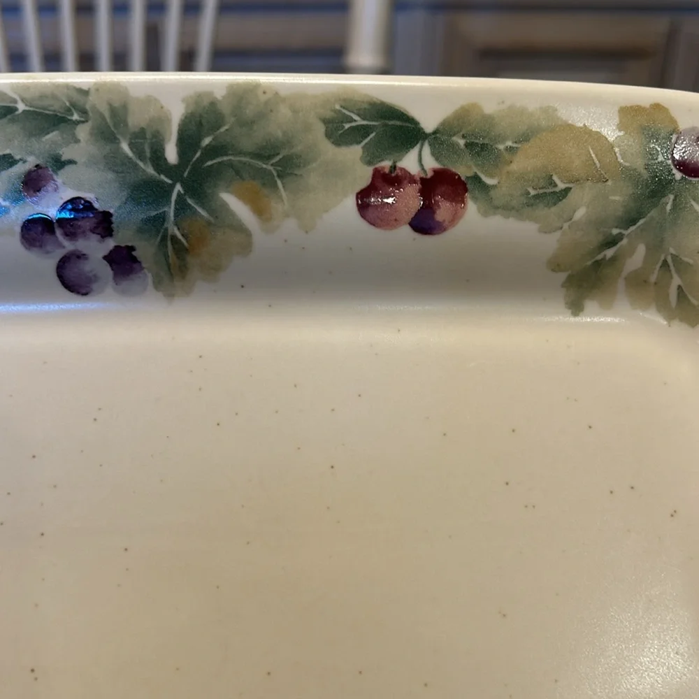 Pfaltzgraff Jamberry Rectangular Plate Platter Cream & Green w/ Fruit EUC - Picture 4 of 4